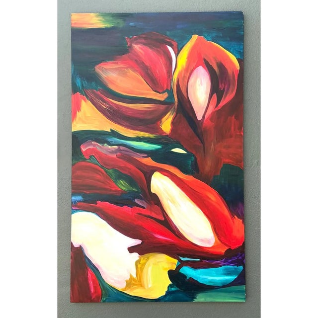 Navy Blue Vintage Abstract Expressionist Oil Painting on Canvas For Sale - Image 8 of 12
