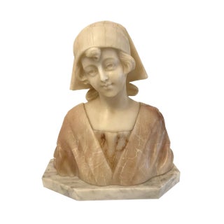 Antique Victorian Alabaster Bust, 1860 For Sale