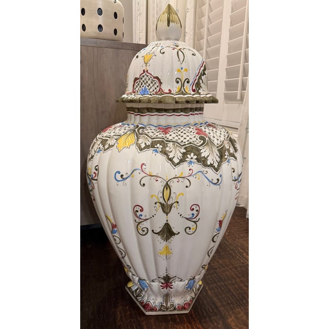 Monumental Signed Italian Hand-Painted Porcelain Lidded Urn by M. Dalla Costa, 35" For Sale - Image 10 of 12