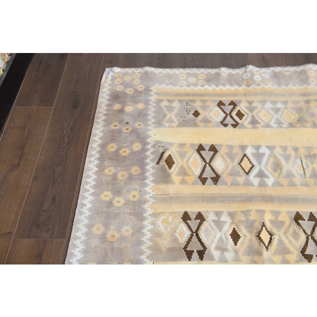 1970s Vintage Handmade Wool Cotton Turkish Beige Runner Rug For Sale - Image 11 of 11
