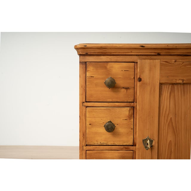 Wood Antique Mid-19th Century German Biedermeier Pine Cabinet with Drawers For Sale - Image 7 of 15