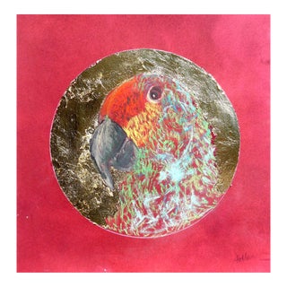 Contemporary Drawing, Parrot in a Golden Cameo For Sale