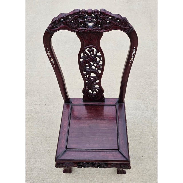 Auburn Japanese Meiji Period Carved HungMa Rosewood Antique Dragon Chair For Sale - Image 8 of 12