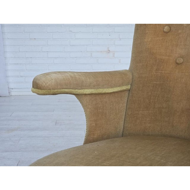 Danish Armchair in Velour with Ash Legs, 1950s For Sale - Image 15 of 18