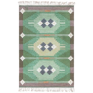 Vintage Swedish Flat Woven Rug Doris Leslie Blau For Sale