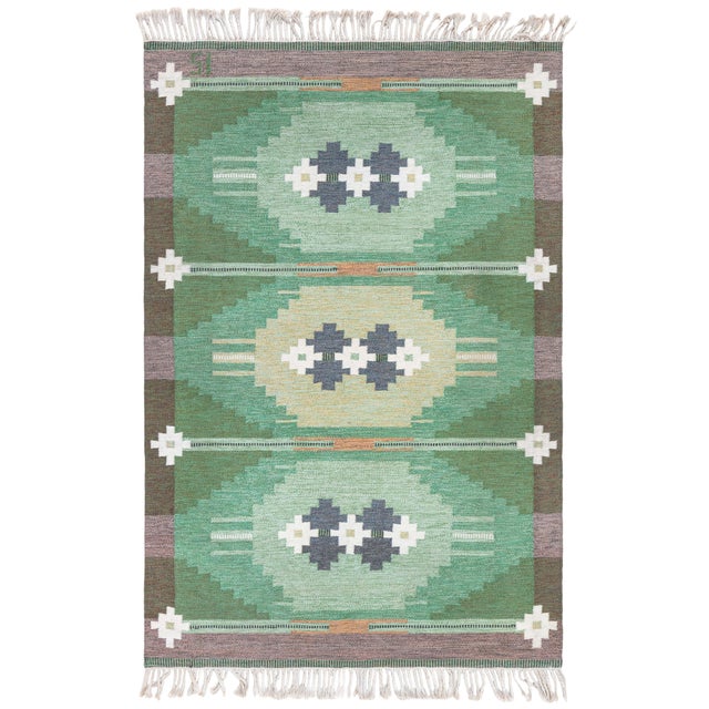 Vintage Swedish Flat Woven Rug Doris Leslie Blau For Sale