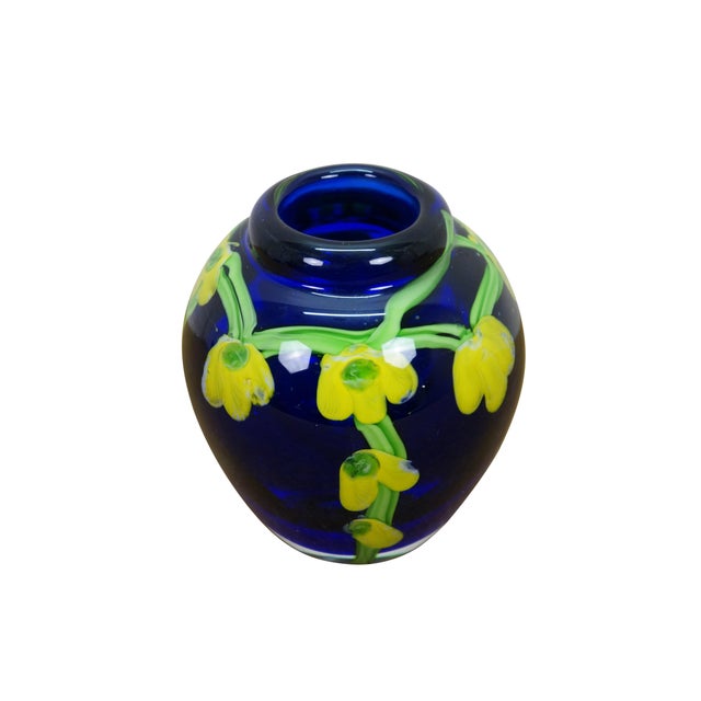 Glass Vintage Italian Murano Laburnum Cobalt Blue Glass Bud Vase Urn 6" For Sale - Image 7 of 12