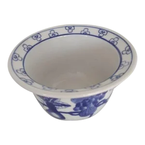 Vintage Chinese Blue and White Painted Flowerpot