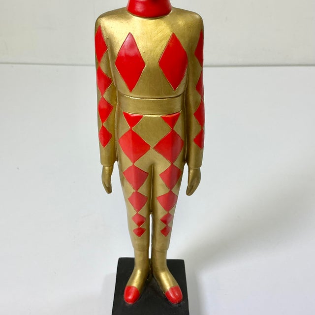 Plastic 1980s Vintage Boho Chic Hollywood Regency Harlequin Mannequin Jester Figurine For Sale - Image 7 of 10