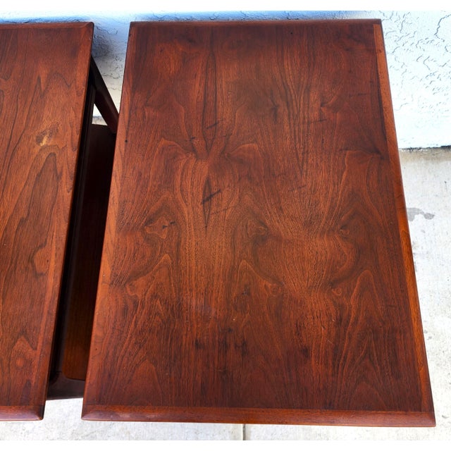 Mid-Century Modern Mid Century Walnut End Tables Pair MCM For Sale - Image 3 of 12