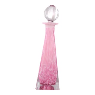 Pink and White Pyramid Shaped Perfume Bottle For Sale