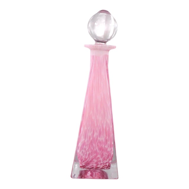 Pink and White Pyramid Shaped Perfume Bottle For Sale