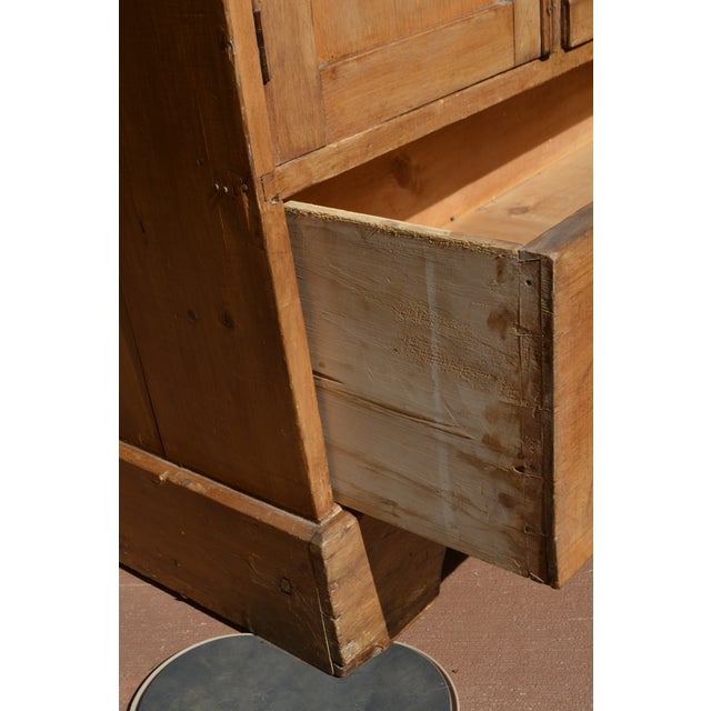 Wood Vintage Unusual Rustic Pine Dresser Chest W/ Small Mirror / Cupboard & Glove Drawer For Sale - Image 7 of 17