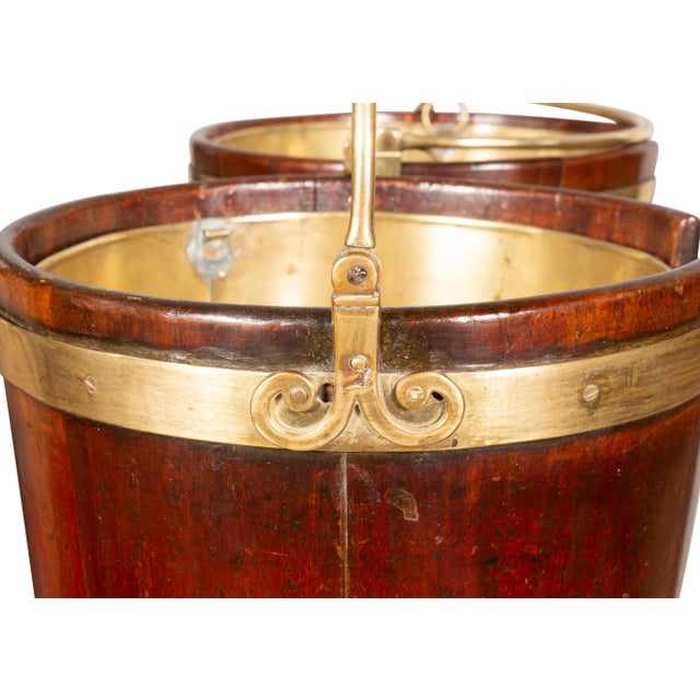 Regency Mahogany and Brass Banded Plate Buckets - a Pair For Sale - Image 4 of 12