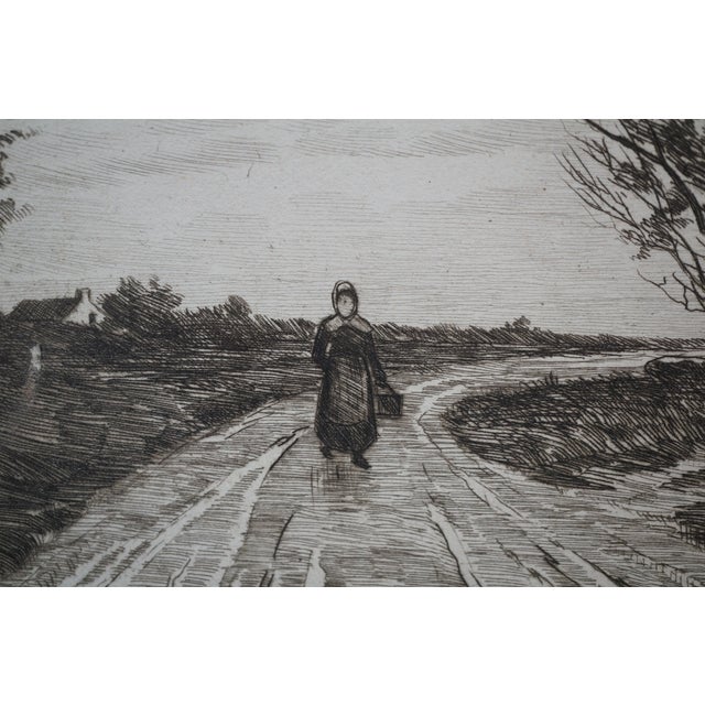 Antique Edward Loyal Field Signed Country Road Thatched Cottage Etching 23" For Sale - Image 11 of 13