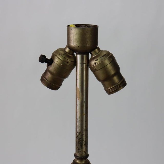 Bradley Hubbard Antique Bradley & Hubbard School Lighted Base Slag Glass Table Lamp C1920 For Sale - Image 4 of 8