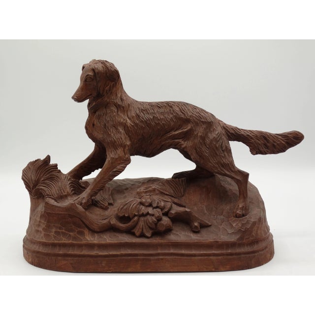 Antique Hand Carved Black Forest Sporting Dog Statue Sculpture 13" For Sale - Image 11 of 11