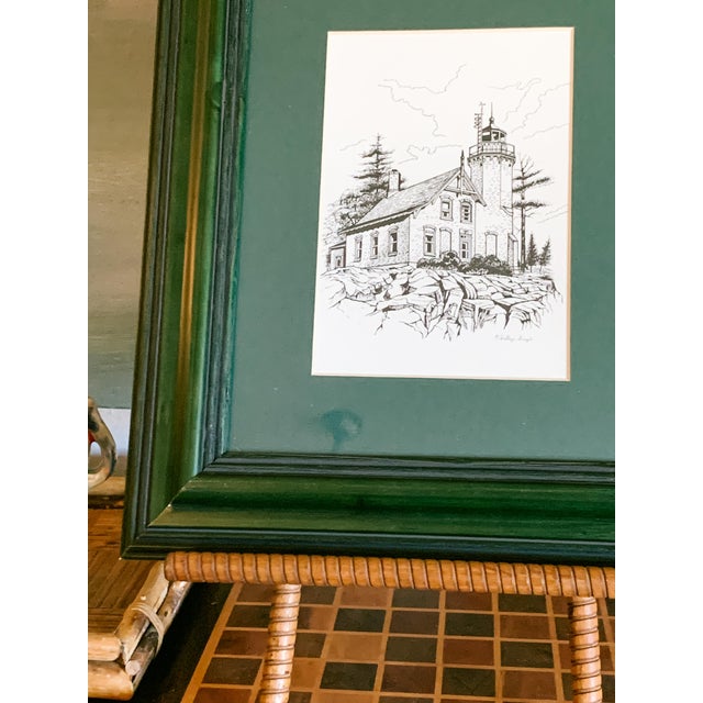 Framed Print of Eagle Bluff Lighthouse Line Drawing by Phillip Siegel For Sale In Dallas - Image 6 of 7