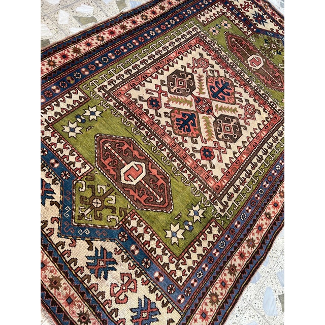 Caucasian Bordjalou Kazak Hand-Knotted Wool Rug - 5'2" X 8'0" For Sale - Image 4 of 10