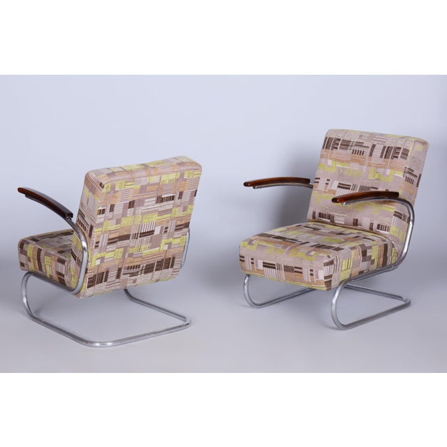Bauhaus Armchairs in Chrome-Plated Steel attributed to Mücke-Melder, Czech, 1930s, Set of 2 For Sale - Image 4 of 8