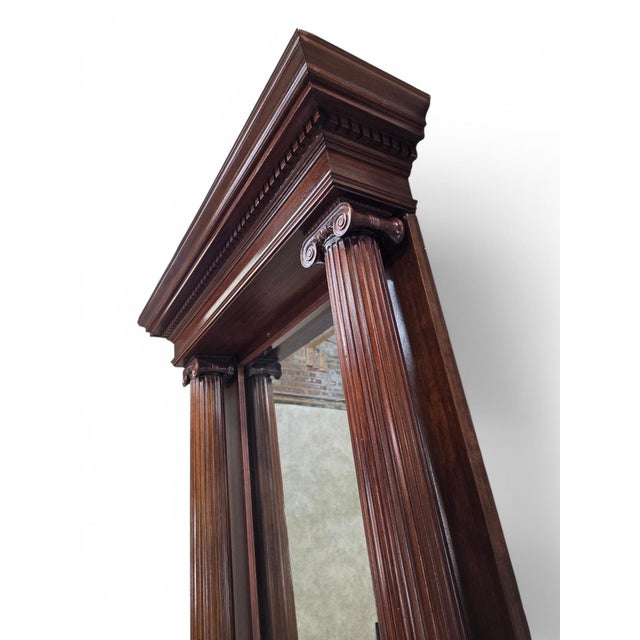 Wood Antique Chicago Architectural Salvage Mahogany Pier / Hall Mirror For Sale - Image 7 of 9