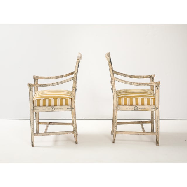 Antique White Pair of 18th Century Swedish Polychrome Chairs For Sale - Image 8 of 14