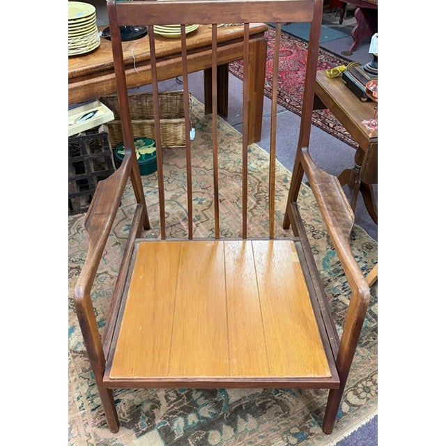 Mid 20th Century Mid Century Danish Style Walnut High Back Lounge Chair For Sale - Image 5 of 10