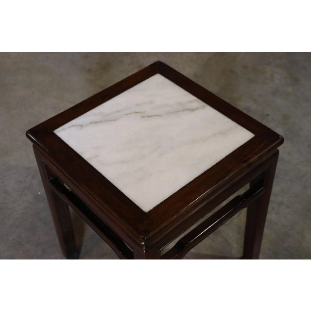 Early 20th Century Black Wood Stool With Stone Top For Sale In Los Angeles - Image 6 of 7