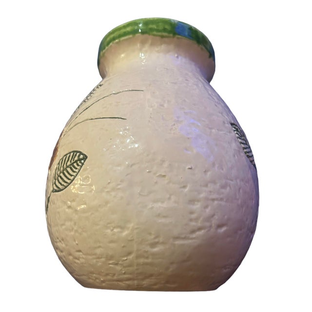 Bitossi 1960s Large Aldo Londi for Bitossi Textured Vase With Floral Motif For Sale - Image 4 of 7