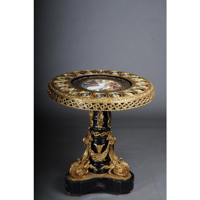 Imperial Center Side Table in Porcelain & Sevres Style Bronze For Sale - Image 5 of 18