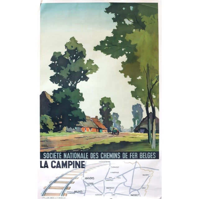 1950 Original Belgian Railways Poster, La Campine For Sale - Image 10 of 10