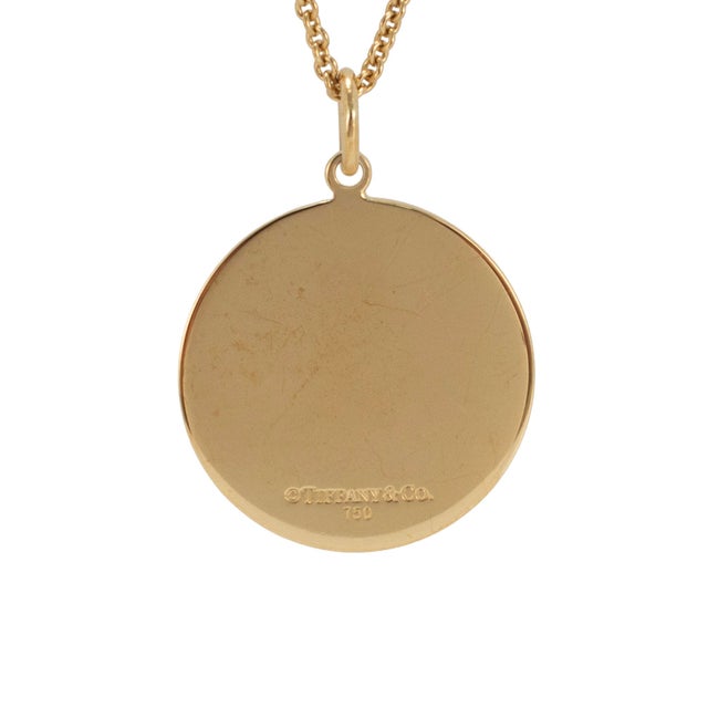 Tiffany and Co. Retired Tiffany & Co. 18k Yellow Gold St. Christopher Medallion Pendant Necklace For Sale - Image 4 of 8