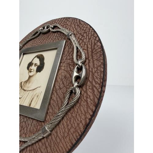 Vintage Nautical Picture Frame with Marine Chains and Leather in the style of Gucci, 1970s For Sale - Image 13 of 14