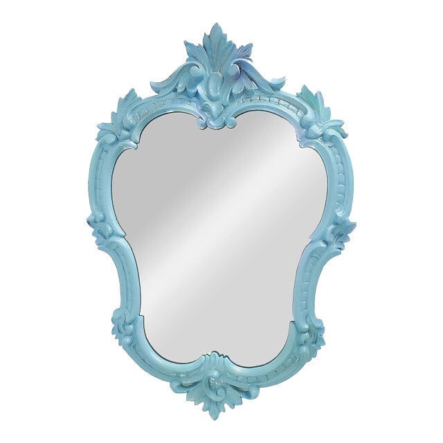 Wall Mirror French Blue Italy Signed For Sale