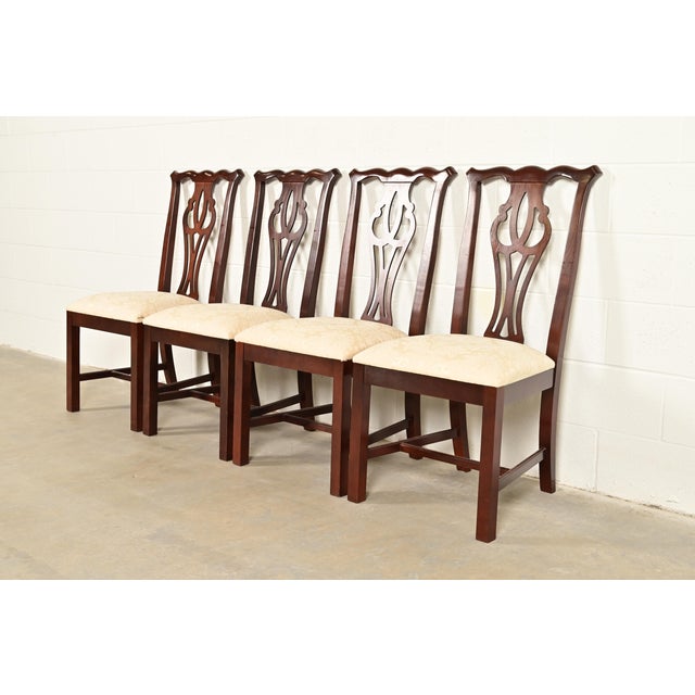 Thomasville Thomasville Georgian Carved Mahogany Dining Chairs, Set of Four For Sale - Image 4 of 13