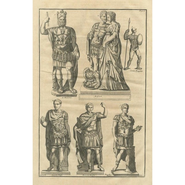 Beige Montfaucon, Roman Officers in Cuirass and Cloak, 1722, Engraving For Sale - Image 8 of 8