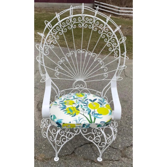 1920s Vintage Wrought Iron Peacock Chair With Custom Cushion, Attributed For Sale - Image 5 of 5