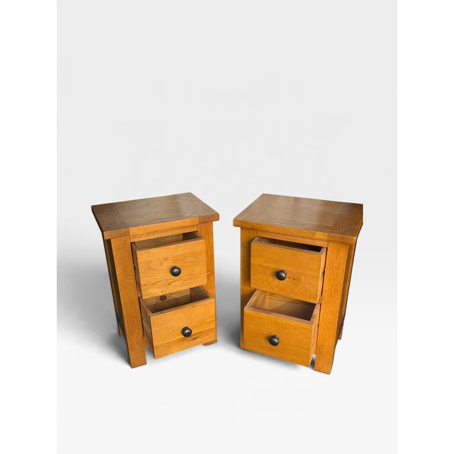 Postmodern Rustic Wooden Bedside Tables, 2000, Set of 2 For Sale - Image 3 of 8