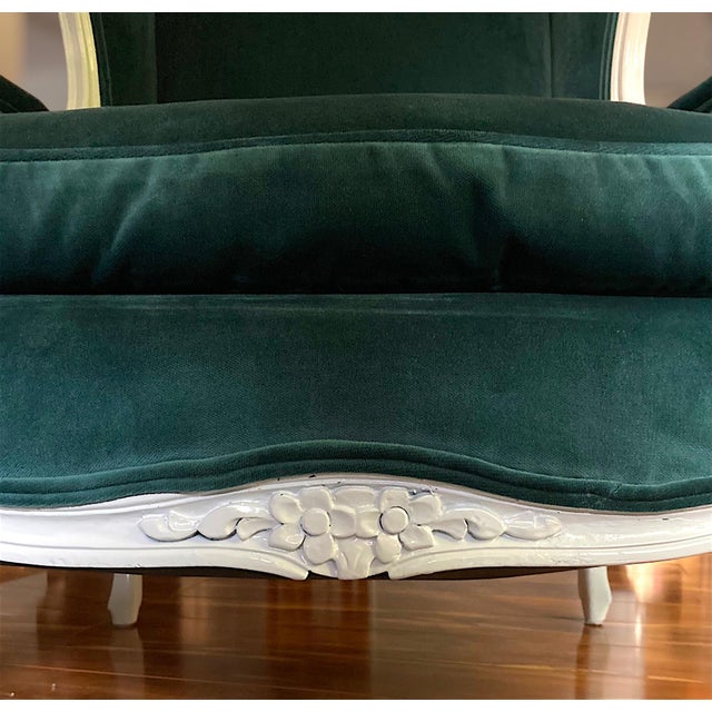 Mid-20th Century French Provincial Wingback Chair in Kravet Peacock Blue Velvet For Sale - Image 14 of 18