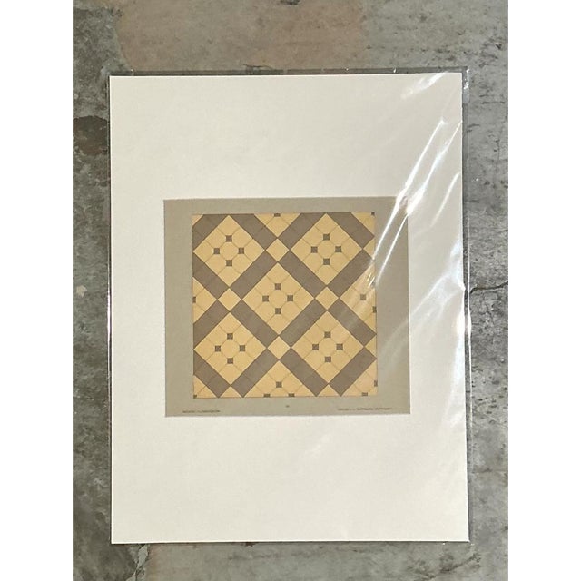 Mid-Century Modern Vintage Geometric Tile Pattern Serigraph For Sale - Image 3 of 12