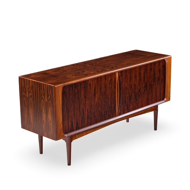 Bernhard Pedersen Mid Century Danish Rosewood Tambour Door Credenza With Hutch For Sale - Image 12 of 13