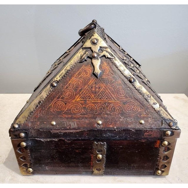 18th Century Brass Mounted and Lacquered “Marriage” Dowry Box. Exquisite Indian craftsmanship made of teak with decorative...