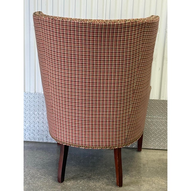 2000 - 2009 Late 20th Century Houndstooth Upholstered Wingback Chair by Hickory White For Sale - Image 5 of 12