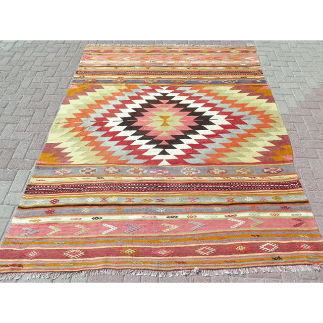 60s Turkish Handmade Kilim Aesthetic Living Area Rugs For Sale - Image 11 of 11