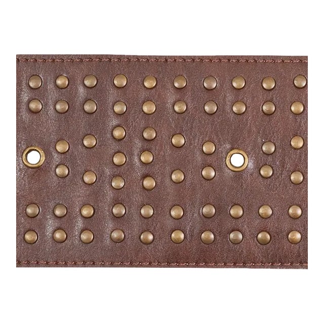 Schumacher Studded Leather Trim in Brown For Sale