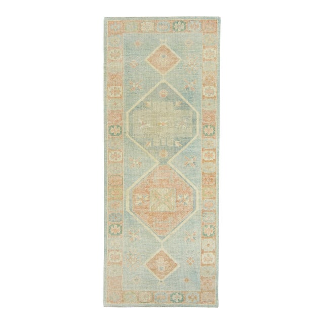 Turkish Oushak Rug 3'10" x 9'5" #18041 For Sale