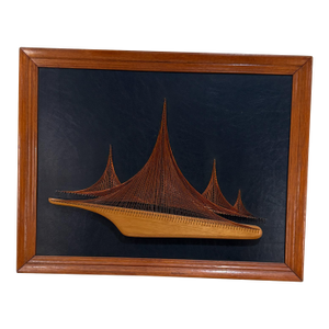 Art Wall Copper Symmography Art Sail Boat Mid-Century