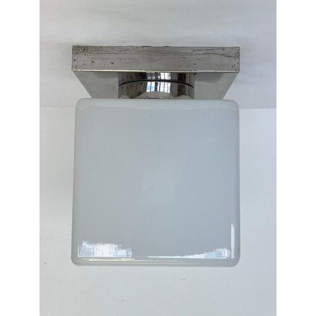 Bauhaus Chrome and Glass Ceiling Lamp, 1930s For Sale - Image 6 of 9