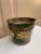 English Early 20th Century French Neoclassical Tole Green & Gold Cachepot Planter Vase With Lion Heads For Sale - Image 3 of 7