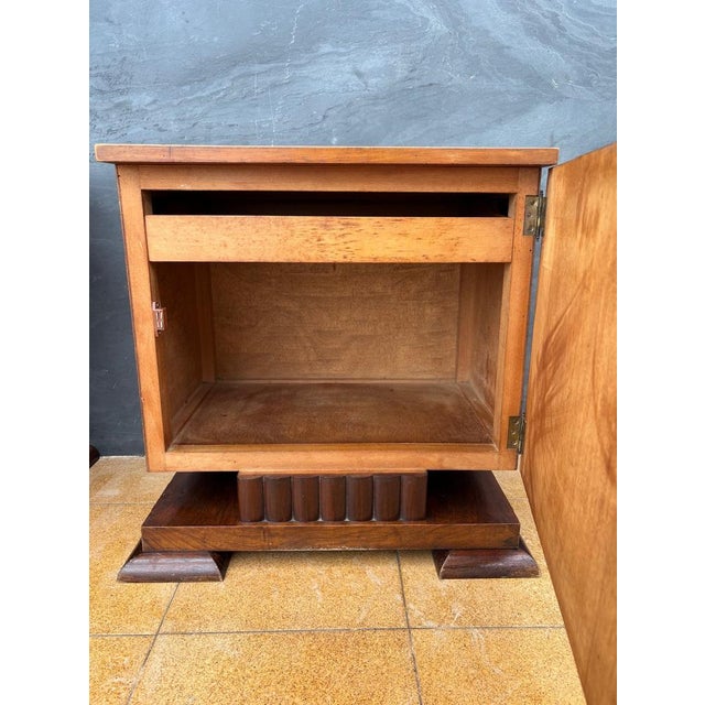 Art Deco Nightstands with Figured Wood Veneer, 1940s, Set of 2 For Sale - Image 16 of 18
